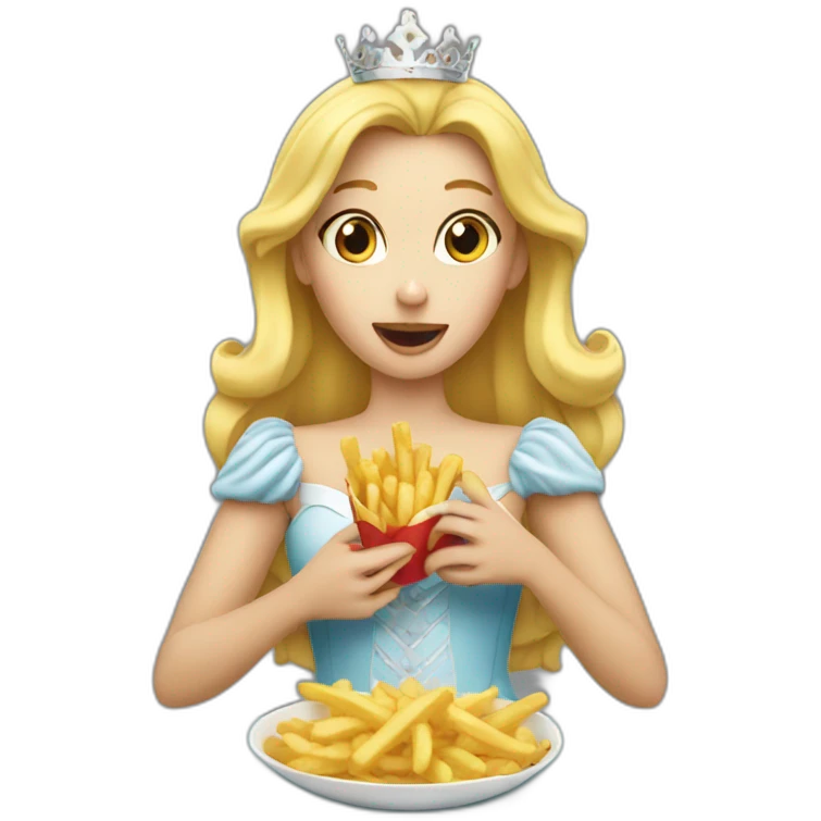 blond princess eating fries emoji