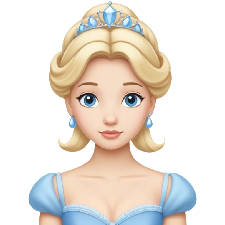 Cinderella from hips up, light blue ballgown, blonde hair, minimal style but clearly recognizable emoji