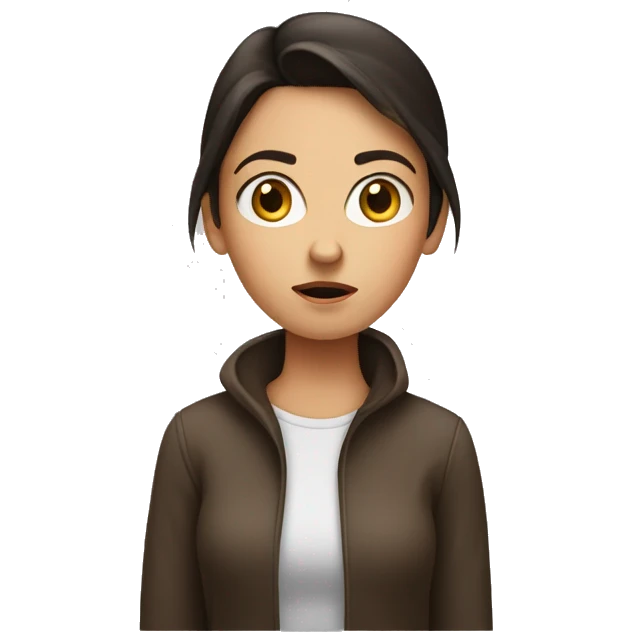 Brunette girl, looking confused emoji