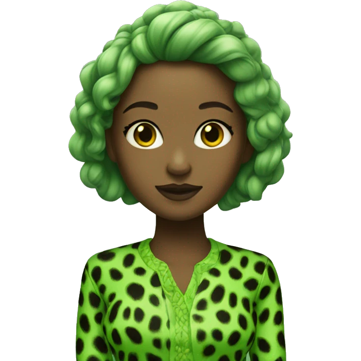 Green skin girl with panterprint clothes emoji