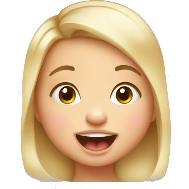 Baby girl giggling with big cheeks emoji