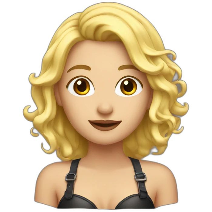 leather bra; blonde hair; emoji