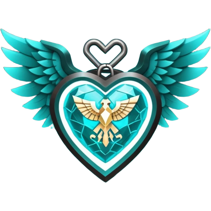 Dark Cyan Six Winged heart with minecraft warden soul emoji