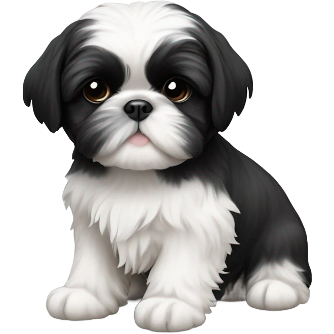 Two black and white shitz puppies emoji