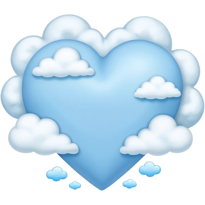 blue pastel heart with clouds emoji