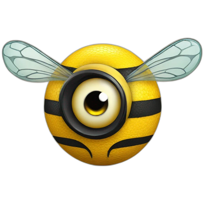 3d sphere with a cartoon Bee skin texture with big courageous eyes emoji