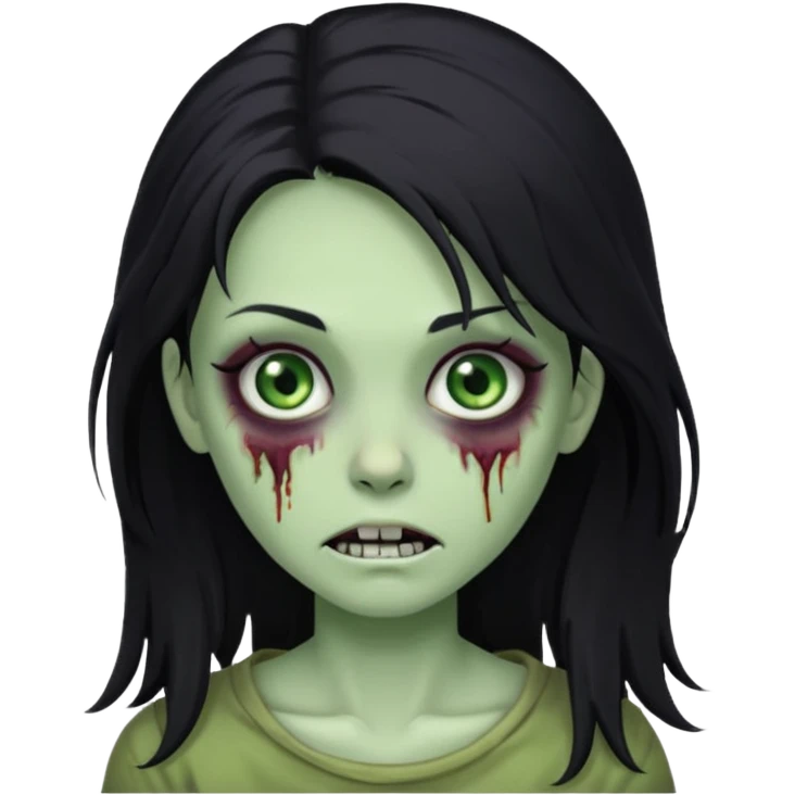 friendly zombie girl with long wispy black hair emoji