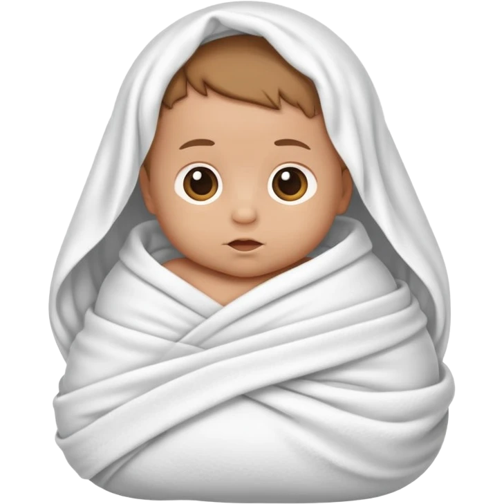 lightly tanned baby swaddled in a white blanket emoji