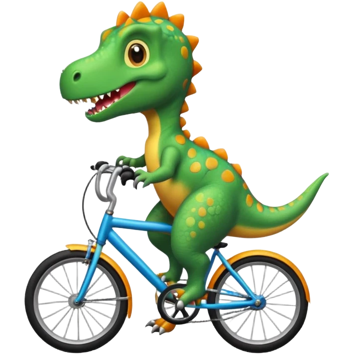 Cute dinosaur riding a bike  emoji