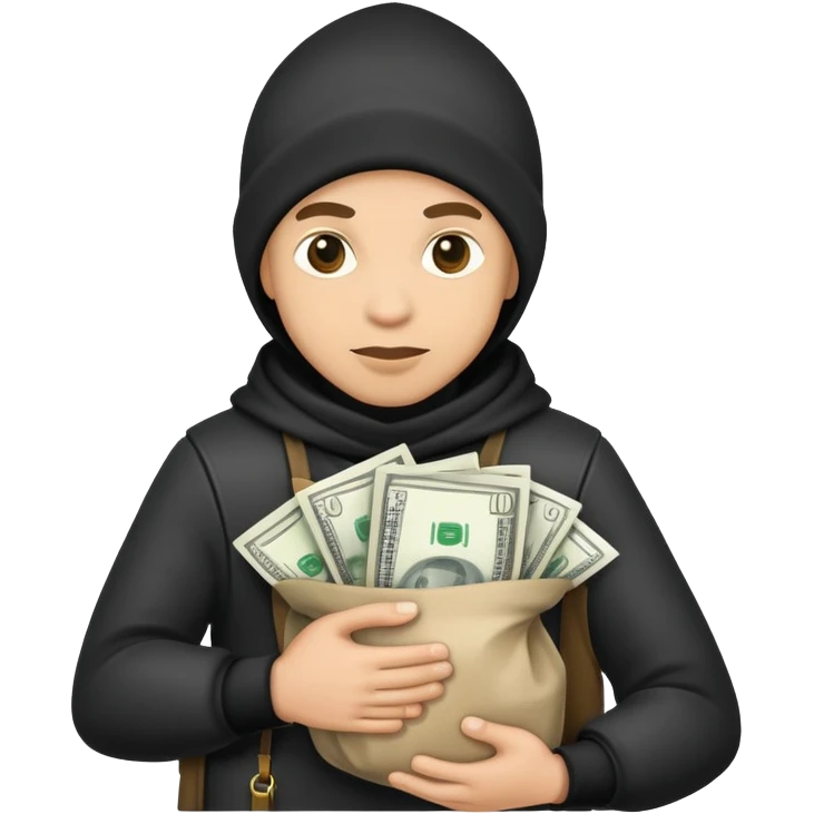 Un ladrón, con un saco de dinero emoji