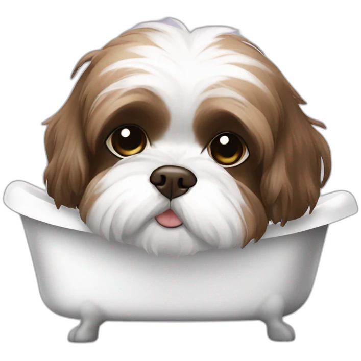 Taking a bath brown and white shih tzu emoji