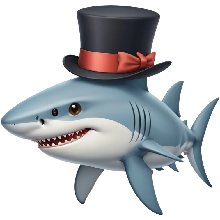 Shark with a top hati emoji