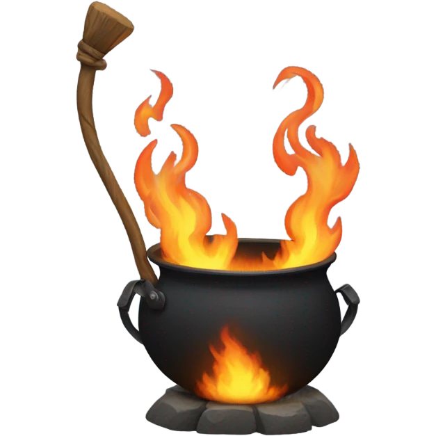 Cauldron that has fire twirling out of it emoji