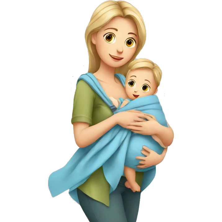 European Babywearing mom with baby and wrap emoji