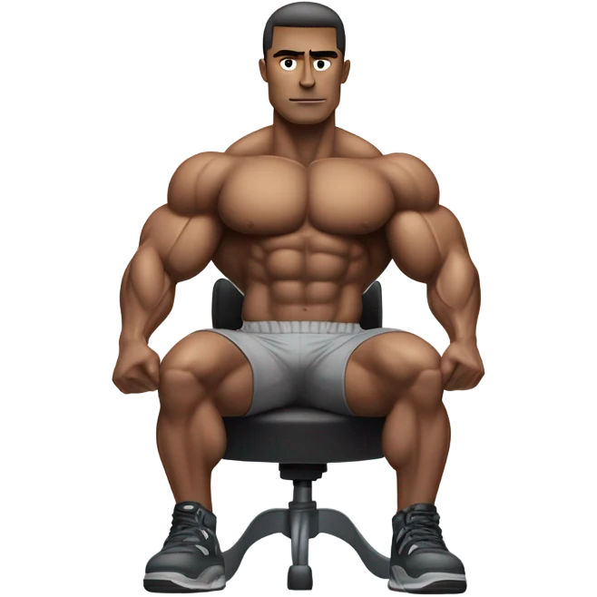 body builder sitting in char emoji