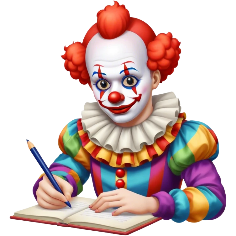 a clown writing essay emoji
