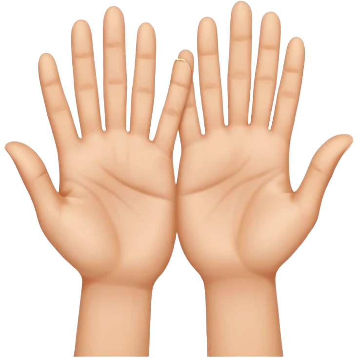 two hands with palms near each other, fingers spread to indicate the number 10 emoji