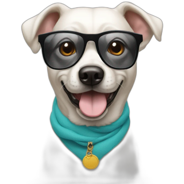 A dog wearing swag glasses with bhide  emoji