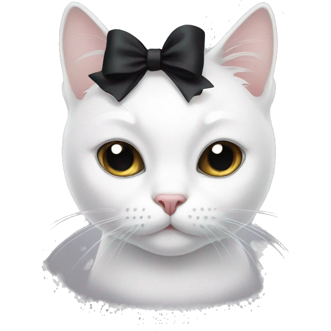white cat with a black bow emoji