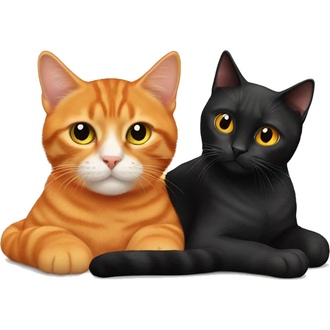 an orange cat lying with black cat emoji