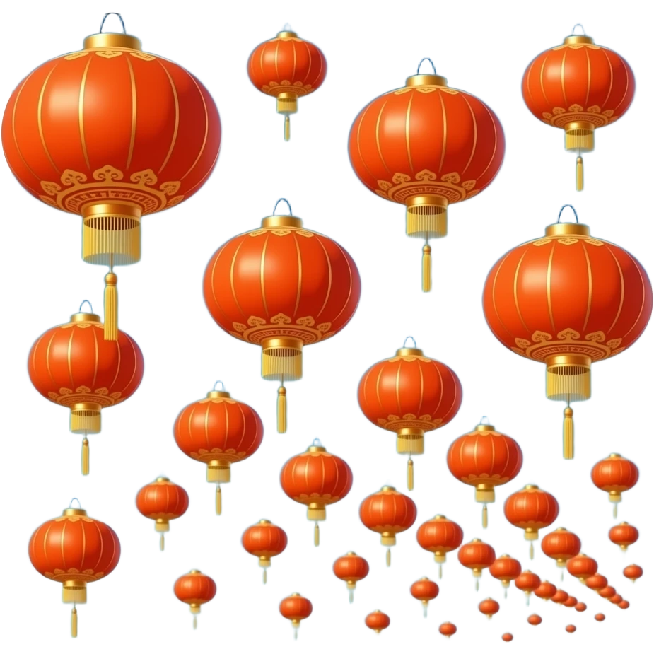 Golden-Orange-bronze-reddish Chinese lanterns flying in the sky as seen from afar emoji