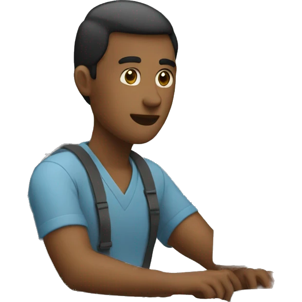 Man working in his computer with some code on it  emoji