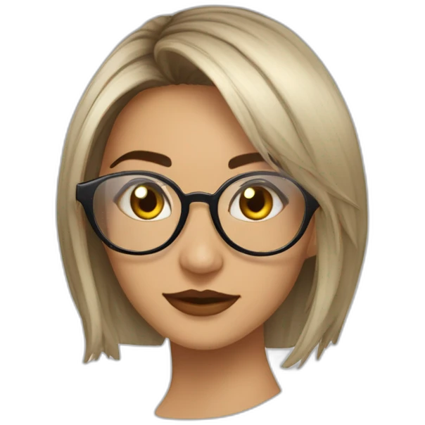 natalia con cabello recogido i gafas transparentes eyecat emoji