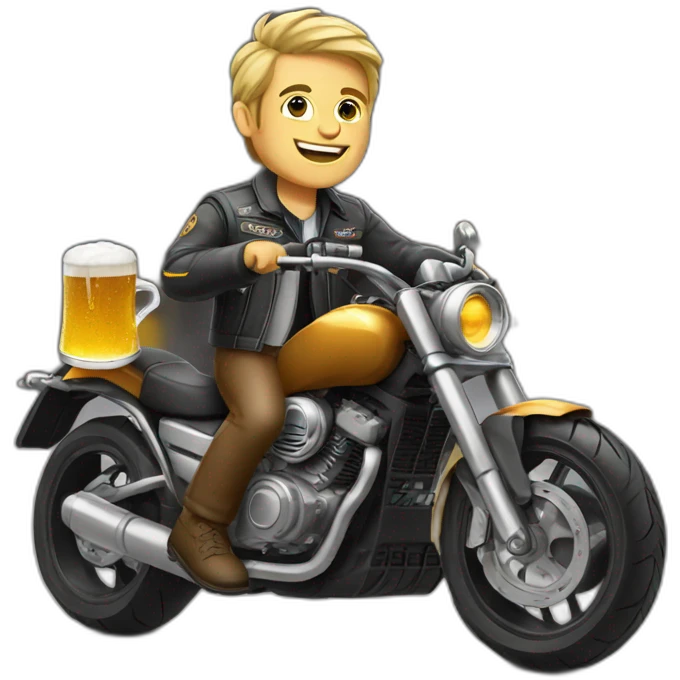 Petr Pavel with beer on motorbike emoji