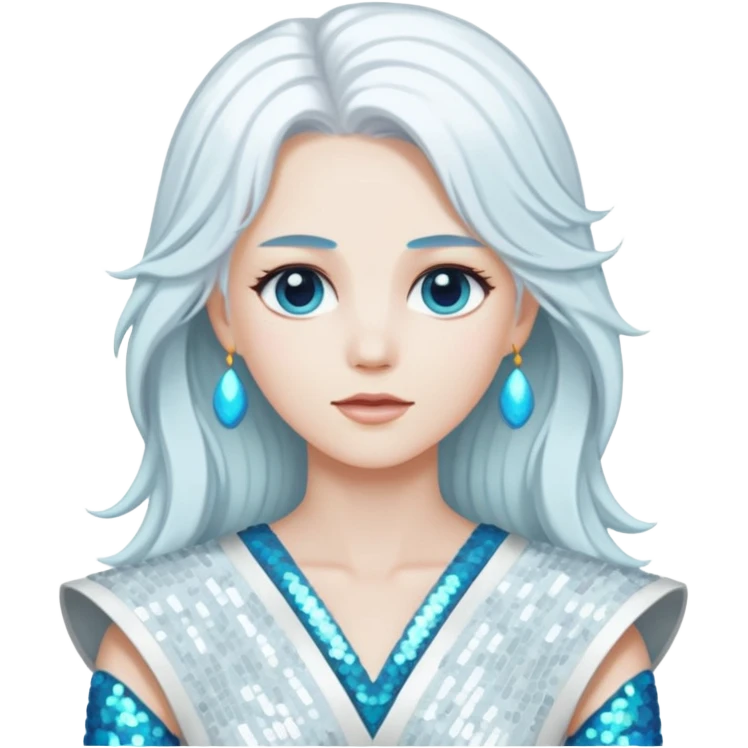 Uranus from Gods and Goddesses with long white hair, white sequin outfit emoji