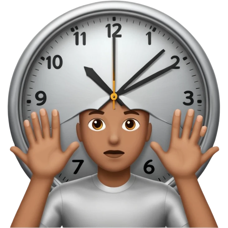 A person being pulled in two opposite directions by clocks emoji