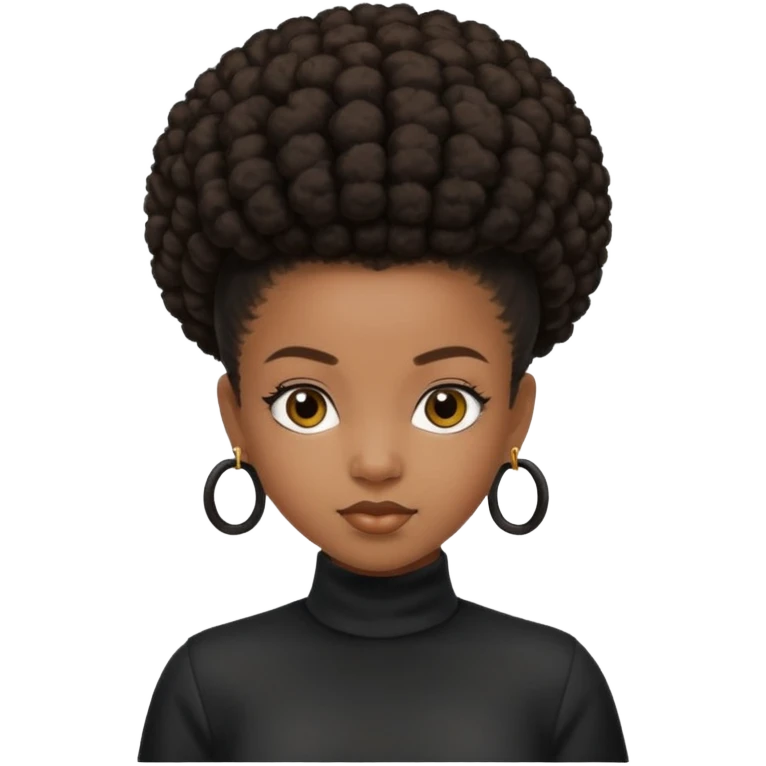 black girl with slick back afro puffkid emoji