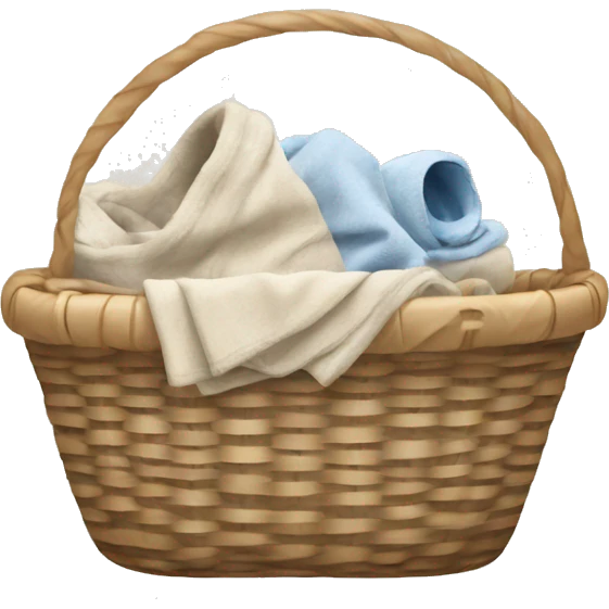 basket with laundry in beige tones emoji