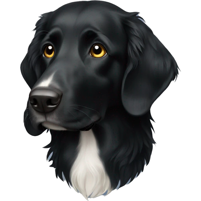 Black Flat coated retriever with white neck emoji