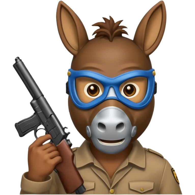Donkey with gun and a mask emoji
