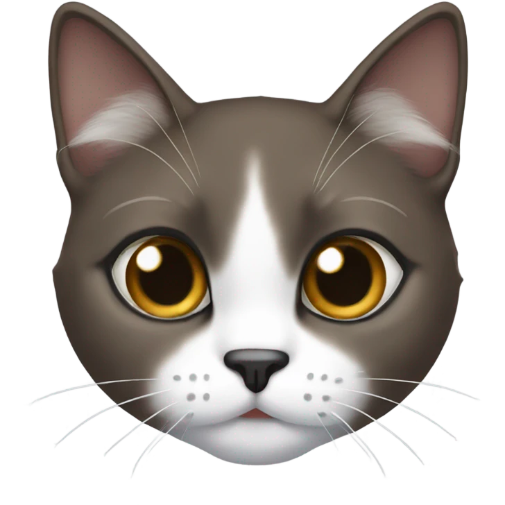 Snowshoe cat with a white nose and dark face emoji