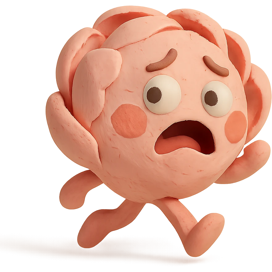 round chibi pastel pink peony flower with blushing cheeks and a panicked expression, rushing with tiny legs, matte plasticine claymation style with pastel colors emoji