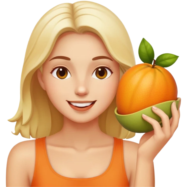 person enjoying healthy fruits with a blissful expression emoji