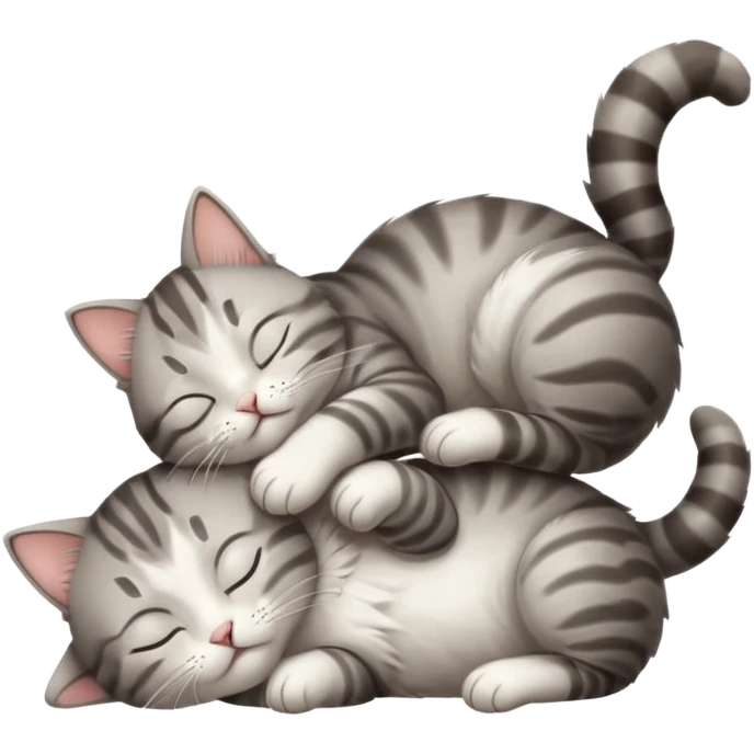 grey and white small cat eyes closed lying down upside down with paws stretched out straight in different directions emoji