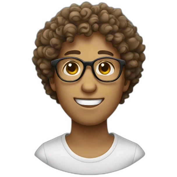 A person with curly hair wears glasses emoji
