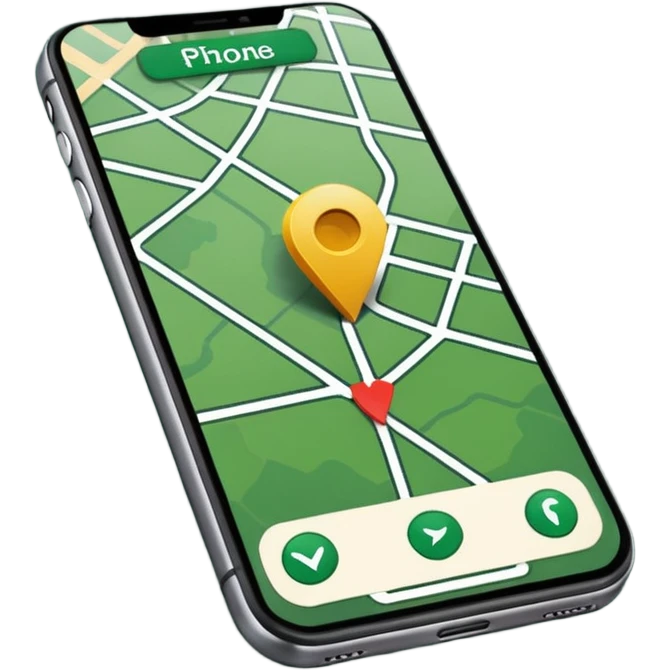 dark green geotag pointing to map on dark green iphone display emoji