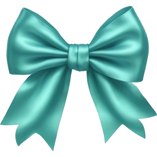 Realistic pastel teal blue silk bow emoji