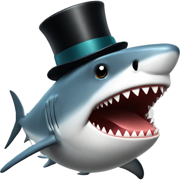 Shark with a top hat emoji