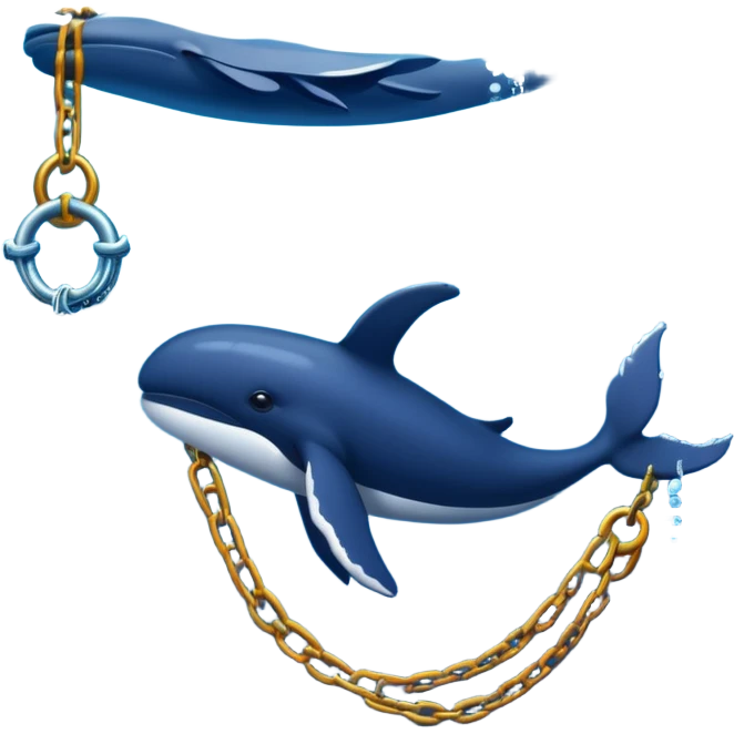 Whale dragging a person by a chain to the bottom of the ocean emoji