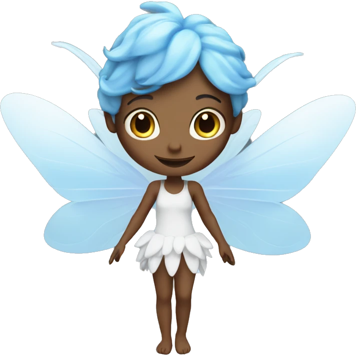 Fairy with white wings with flashes and clouds, blue eyes emoji
