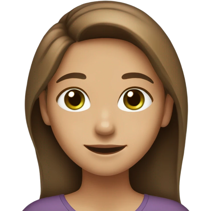 smiling girl with brown hair, light brown skin and green eyes emoji