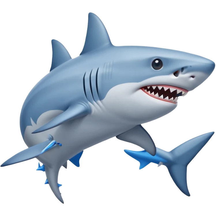 A shark with three legs wearing blue Nike shoes emoji
