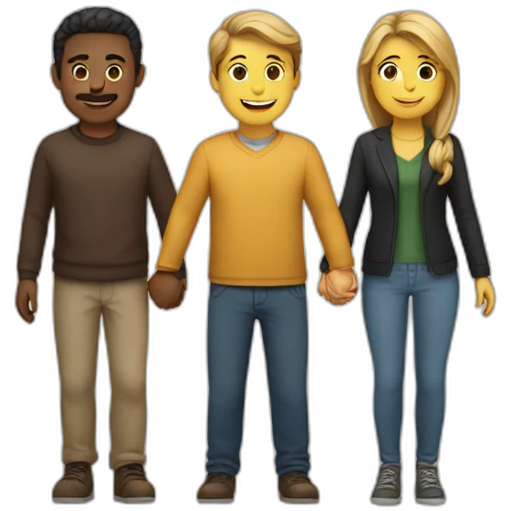 three people holding hands emoji