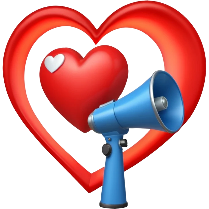 megaphone with a glowing heart coming out emoji