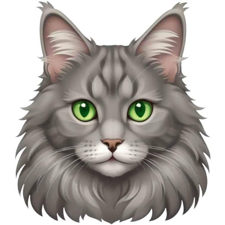 gray maine coon cat with green eyes emoji