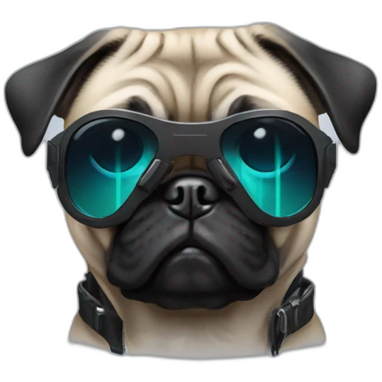 pug with black sunglasses and wearing a cyberpunk suit emoji